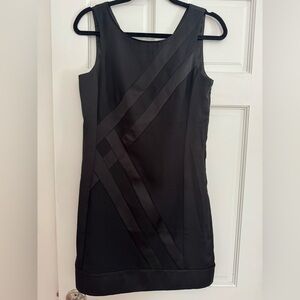 White House Black Market Black Satin-Trim Sleeveless Mini Dress